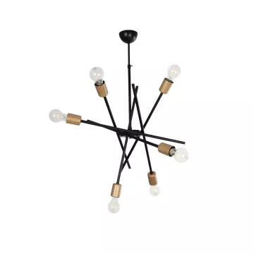 SUNFY  Μοντέρνο Φωτιστικό Οροφής Πλέγμα Πολύφωτο 6 x E27 IP20 Μαύρο με Μπρονζέ Μέταλλο - Μ60 x Π70 x Υ60cm