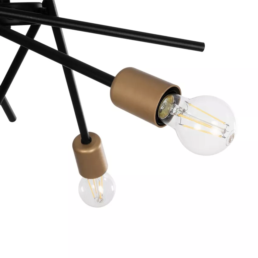 SUNFY  Μοντέρνο Φωτιστικό Οροφής Πλέγμα Πολύφωτο 6 x E27 IP20 Μαύρο με Μπρονζέ Μέταλλο - Μ60 x Π70 x Υ60cm