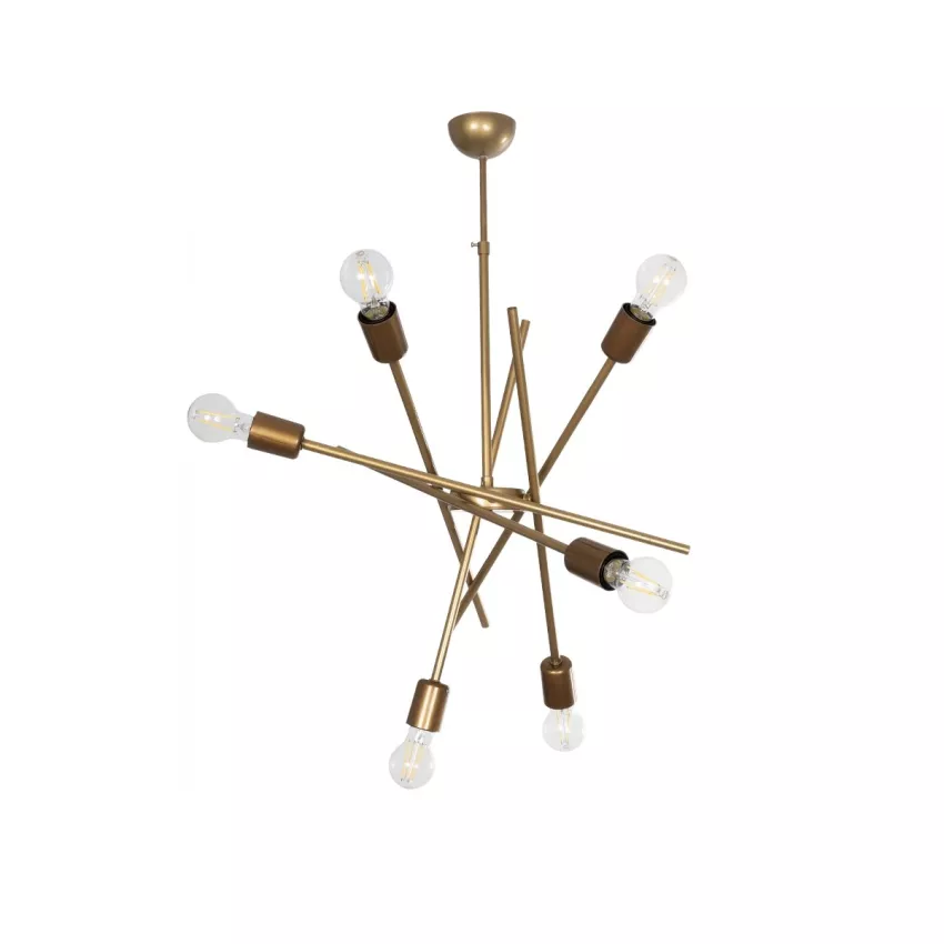 SUNFY  Μοντέρνο Κρεμαστό Φωτιστικό Πλέγμα Πολύφωτο 6 x E27 IP20 Μπρονζέ Μέταλλο - Μ60 x Π70 x Υ60cm