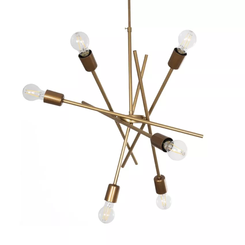 SUNFY  Μοντέρνο Κρεμαστό Φωτιστικό Πλέγμα Πολύφωτο 6 x E27 IP20 Μπρονζέ Μέταλλο - Μ60 x Π70 x Υ60cm