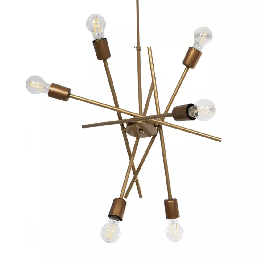 SUNFY  Μοντέρνο Κρεμαστό Φωτιστικό Πλέγμα Πολύφωτο 6 x E27 IP20 Μπρονζέ Μέταλλο - Μ60 x Π70 x Υ60cm