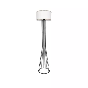 NOVA  Μοντέρνο Επιδαπέδιο Φωτιστικό 1 x E27 IP20 Μαύρο Μεταλλό με Λευκό Ύφασμα - Μ38 x Π38 x Υ155cm