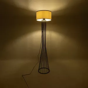 NOVA  Μοντέρνο Επιδαπέδιο Φωτιστικό 1 x E27 IP20 Μαύρο Μεταλλό με Λευκό Ύφασμα - Μ38 x Π38 x Υ155cm