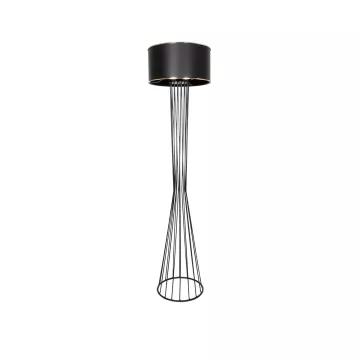 NOVA  Μοντέρνο Επιδαπέδιο Φωτιστικό 1 x E27 IP20 Μαύρο Μεταλλό με Μαύρο Ύφασμα - Μ38 x Π38 x Υ155cm