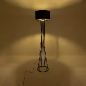 NOVA  Μοντέρνο Επιδαπέδιο Φωτιστικό 1 x E27 IP20 Μαύρο Μεταλλό με Μαύρο Ύφασμα - Μ38 x Π38 x Υ155cm