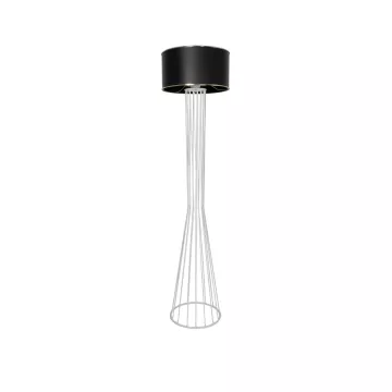 NOVA  Μοντέρνο Επιδαπέδιο Φωτιστικό 1 x E27 IP20 Λευκό Μεταλλό με Μαύρο Ύφασμα - Μ38 x Π38 x Υ155cm