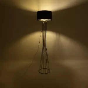 NOVA  Μοντέρνο Επιδαπέδιο Φωτιστικό 1 x E27 IP20 Ασημί Μεταλλό με Μαύρο Ύφασμα - Μ38 x Π38 x Υ155cm