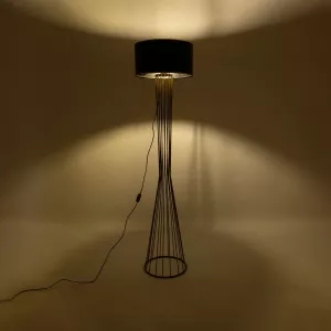 NOVA  Μοντέρνο Επιδαπέδιο Φωτιστικό 1 x E27 IP20 Χρυσό Μεταλλό με Μαύρο Ύφασμα - Μ38 x Π38 x Υ155cm