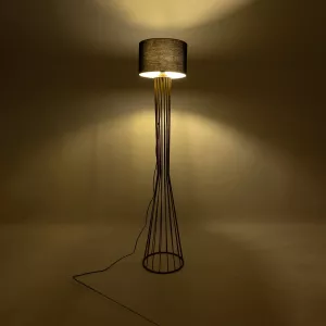 NOVA  Μοντέρνο Επιδαπέδιο Φωτιστικό 1 x E27 IP20 Χρυσό Μεταλλό με Γκρί Ύφασμα - Μ38 x Π38 x Υ155cm