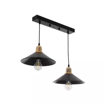 GLOBOSTAR® LUCANA  Vintage Κρεμαστό Φωτιστικό Οροφής με Ντουί 2 x E27 AC 220-240V IP20 - Μαύρο & Χρυσό - Μ57 x Π25 x Υ26cm