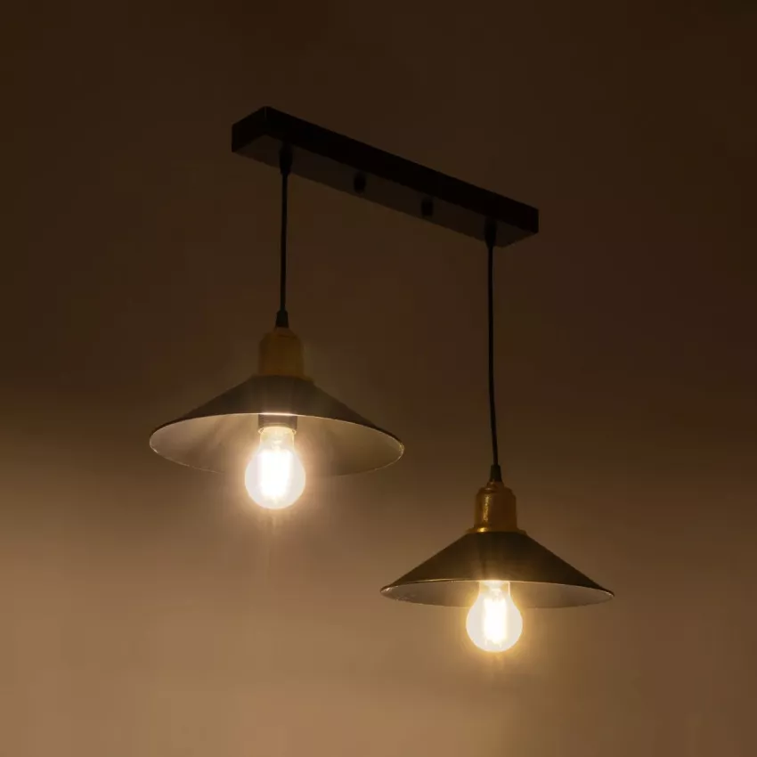 GLOBOSTAR® LUCANA  Vintage Κρεμαστό Φωτιστικό Οροφής με Ντουί 2 x E27 AC 220-240V IP20 - Μαύρο & Χρυσό - Μ57 x Π25 x Υ26cm