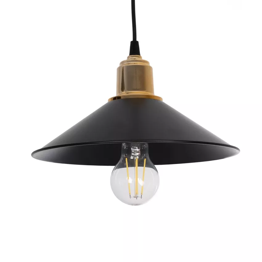 GLOBOSTAR® LUCANA  Vintage Κρεμαστό Φωτιστικό Οροφής με Ντουί 2 x E27 AC 220-240V IP20 - Μαύρο & Χρυσό - Μ57 x Π25 x Υ26cm