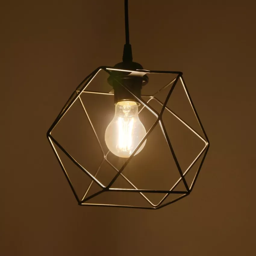 GLOBOSTAR® SOLIS  Vintage Κρεμαστό Φωτιστικό Οροφής με Ντουί 1 x E27 AC 220-240V IP20 - Μαύρο - Μ25 x Π25 x Υ24cm