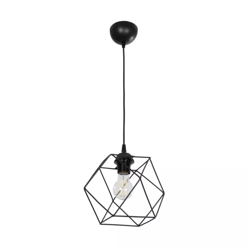 GLOBOSTAR® SOLIS  Vintage Κρεμαστό Φωτιστικό Οροφής με Ντουί 1 x E27 AC 220-240V IP20 - Μαύρο - Μ25 x Π25 x Υ24cm