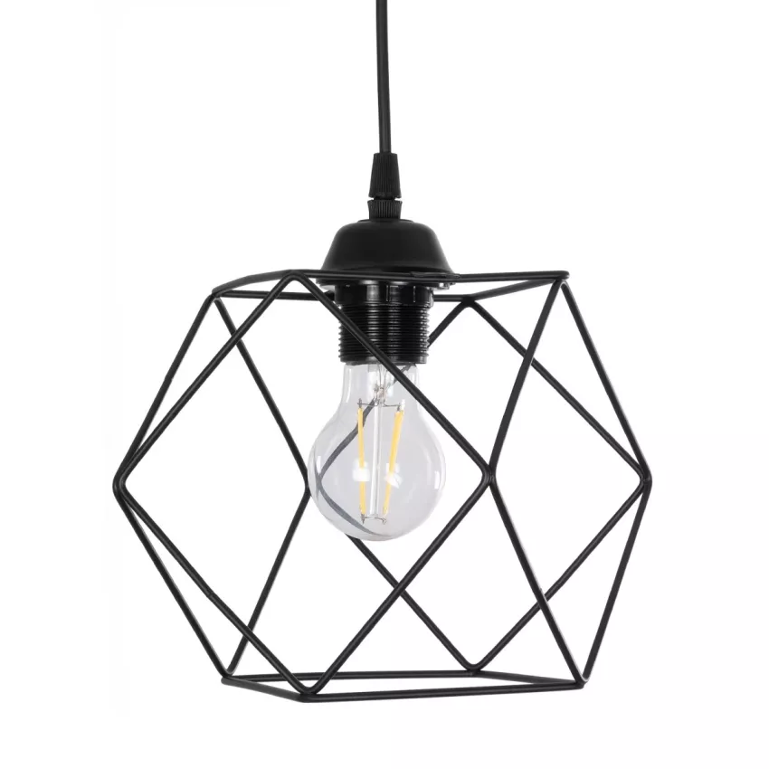 GLOBOSTAR® SOLIS  Vintage Κρεμαστό Φωτιστικό Οροφής με Ντουί 1 x E27 AC 220-240V IP20 - Μαύρο - Μ25 x Π25 x Υ24cm