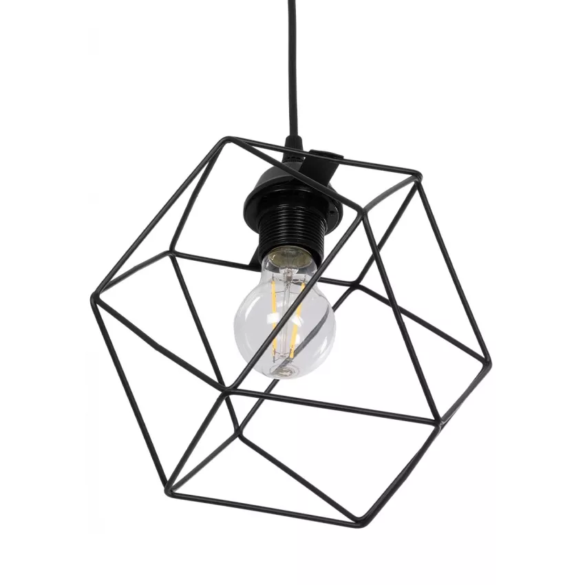 GLOBOSTAR® SOLIS  Vintage Κρεμαστό Φωτιστικό Οροφής με Ντουί 1 x E27 AC 220-240V IP20 - Μαύρο - Μ25 x Π25 x Υ24cm