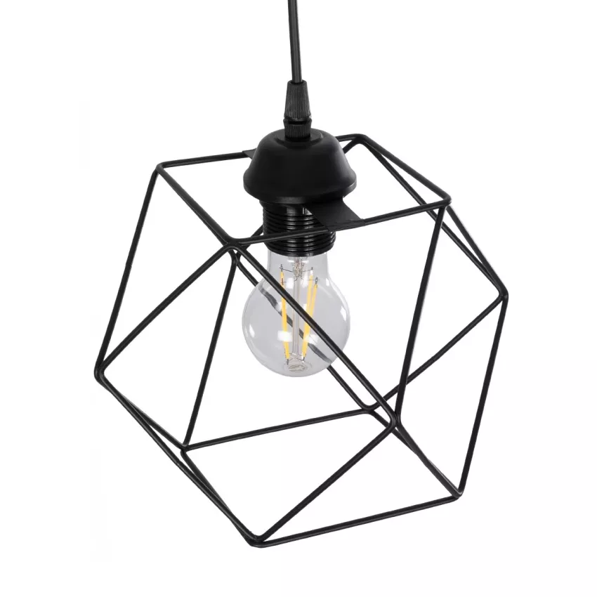 GLOBOSTAR® SOLIS  Vintage Κρεμαστό Φωτιστικό Οροφής με Ντουί 1 x E27 AC 220-240V IP20 - Μαύρο - Μ25 x Π25 x Υ24cm