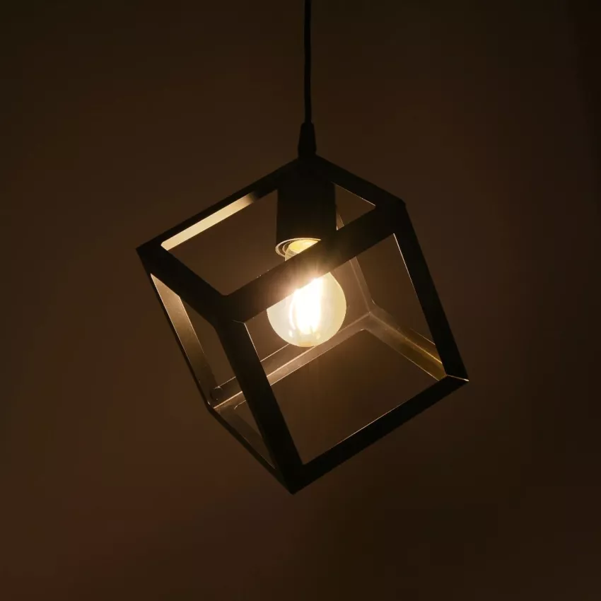 GLOBOSTAR® DISE  Μοντέρνο Κρεμαστό Φωτιστικό Οροφής με Ντουί 1 x E27 AC 220-240V IP20 - Μαύρο - Μ28 x Π28 x Υ29cm