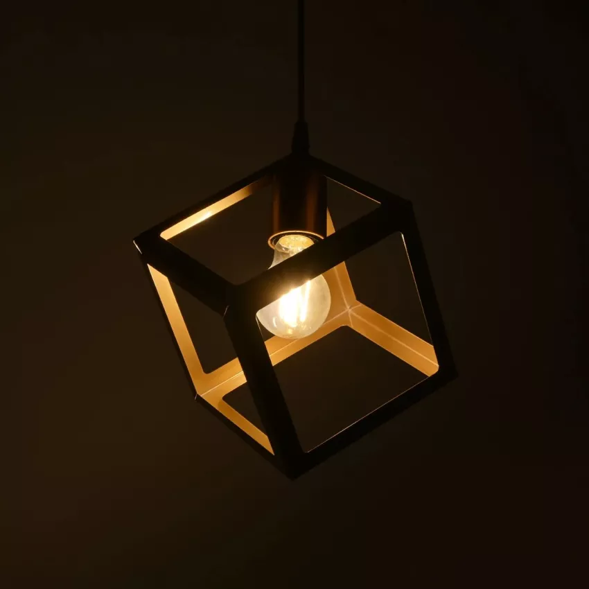 GLOBOSTAR® DISE  Μοντέρνο Κρεμαστό Φωτιστικό Οροφής με Ντουί 1 x E27 AC 220-240V IP20 - Χρυσό - Μ28 x Π28 x Υ31cm