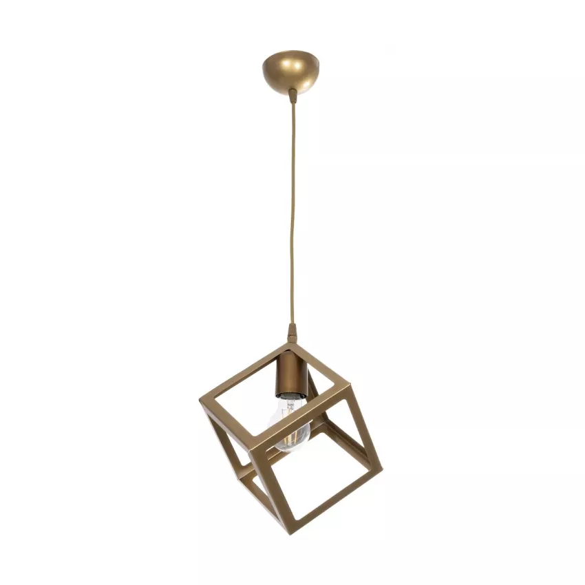 GLOBOSTAR® DISE  Μοντέρνο Κρεμαστό Φωτιστικό Οροφής με Ντουί 1 x E27 AC 220-240V IP20 - Χρυσό - Μ28 x Π28 x Υ31cm