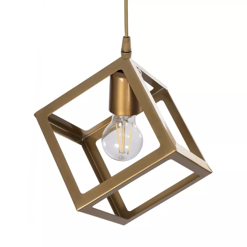 GLOBOSTAR® DISE  Μοντέρνο Κρεμαστό Φωτιστικό Οροφής με Ντουί 1 x E27 AC 220-240V IP20 - Χρυσό - Μ28 x Π28 x Υ31cm