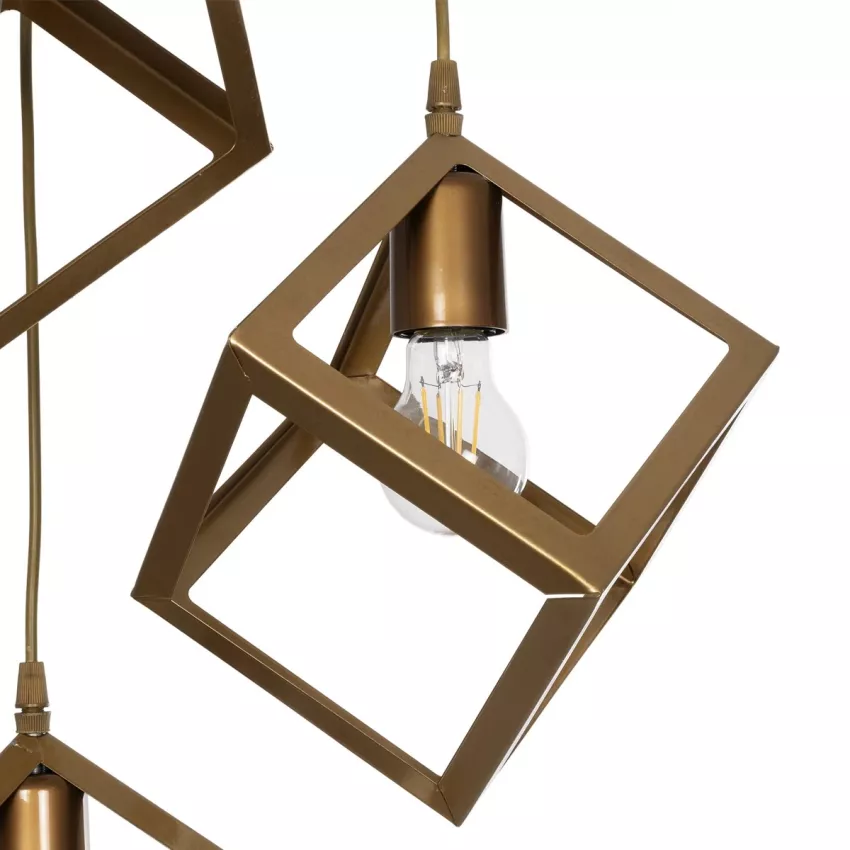 GLOBOSTAR® DISE  Μοντέρνο Κρεμαστό Φωτιστικό Οροφής με Ντουί 3 x E27 AC 220-240V IP20 - Χρυσό - Μ48 x Π48 x Υ65cm