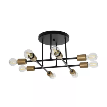 BLAZEA  Vintage Οροφής Πλέγμα Πολύφωτο 8 x E27 IP20 Μπρονζέ με Μαύρο Μέταλλο - Μ40 x Π40 x Υ25cm
