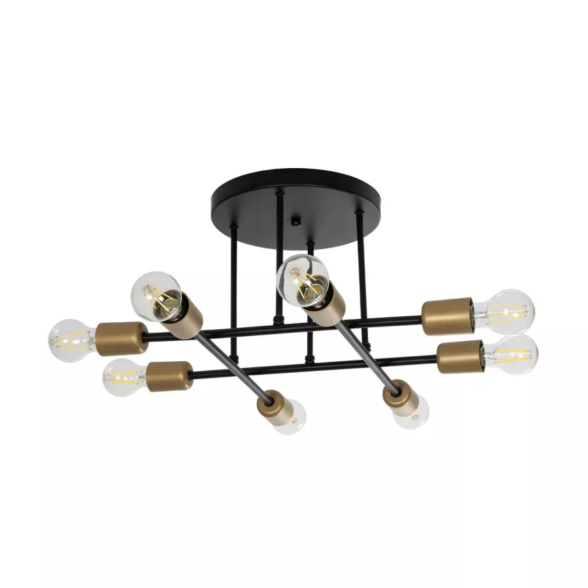 BLAZEA Vintage Οροφής Πλέγμα Πολύφωτο 8 x E27 IP20 Μπρονζέ με Μαύρο Μέταλλο - Μ40 x Π40 x Υ25cm BLAZEA Vintage Οροφής Πλέγμα Πολύφωτο 8 x E27 IP20 Μπρονζέ με Μαύρο Μέταλλο - Μ40 x Π40 x Υ25cm