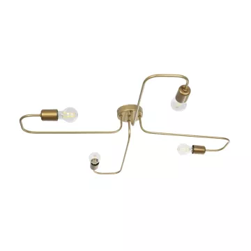 MOORNA  Vintage Φωτιστικό Οροφής Πλέγμα Πολύφωτο 4 x E27 IP20 Χρυσό Μέταλλο - Μ97 x Π97 x Υ7cm