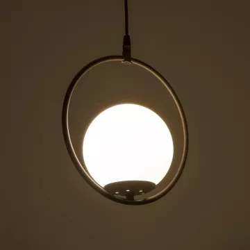 GLOBOSTAR® CIRCLE  Vintage Κρεμαστό Φωτιστικό Οροφής με Ντουί 1 x E27 AC 220-240V IP20 - Μαύρο & Λευκό - Μ26 x Π26 x Υ29cm