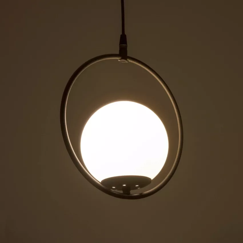 GLOBOSTAR® CIRCLE  Vintage Κρεμαστό Φωτιστικό Οροφής με Ντουί 1 x E27 AC 220-240V IP20 - Μαύρο & Λευκό - Μ26 x Π26 x Υ29cm