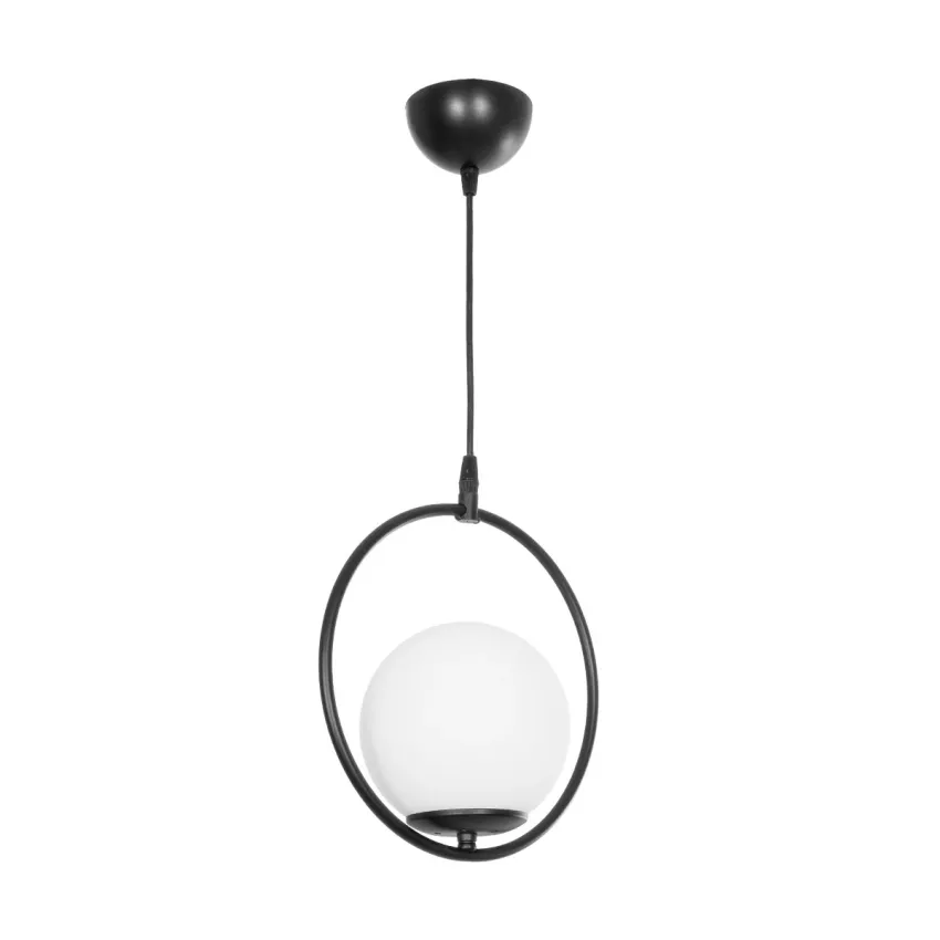 GLOBOSTAR® CIRCLE  Vintage Κρεμαστό Φωτιστικό Οροφής με Ντουί 1 x E27 AC 220-240V IP20 - Μαύρο & Λευκό - Μ26 x Π26 x Υ29cm