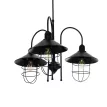 BLAZEO  Vintage Κρεμαστό Φωτιστικό Καμπάνα Τρίφωτο 3 x E27 IP20 Μαύρο Μέταλλο - Μ40 x Π40 x Υ40cm