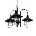 BLAZEO  Vintage Κρεμαστό Φωτιστικό Καμπάνα Τρίφωτο 3 x E27 IP20 Μαύρο Μέταλλο - Μ40 x Π40 x Υ40cm