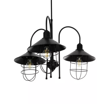 BLAZEO  Vintage Κρεμαστό Φωτιστικό Καμπάνα Τρίφωτο 3 x E27 IP20 Μαύρο Μέταλλο - Μ40 x Π40 x Υ40cm