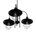 BLAZEO  Vintage Κρεμαστό Φωτιστικό Καμπάνα Τρίφωτο 3 x E27 IP20 Μαύρο Μέταλλο - Μ40 x Π40 x Υ40cm