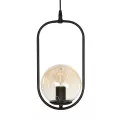 ZENITH  Κρεμαστό Φωτιστικό Οροφής Μπάλα Μονόφωτο Vintage 1 x E27 IP20 Μαύρο Μέταλλο με Μελί Γυαλί - Μ17 x Π17 x Υ70cm