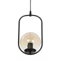 ZENITH  Κρεμαστό Φωτιστικό Οροφής Μπάλα Μονόφωτο Vintage 1 x E27 IP20 Μαύρο Μέταλλο με Μελί Γυαλί - Μ17 x Π17 x Υ70cm
