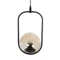 ZENITH  Κρεμαστό Φωτιστικό Οροφής Μπάλα Μονόφωτο Vintage 1 x E27 IP20 Μαύρο Μέταλλο με Μελί Γυαλί - Μ17 x Π17 x Υ70cm