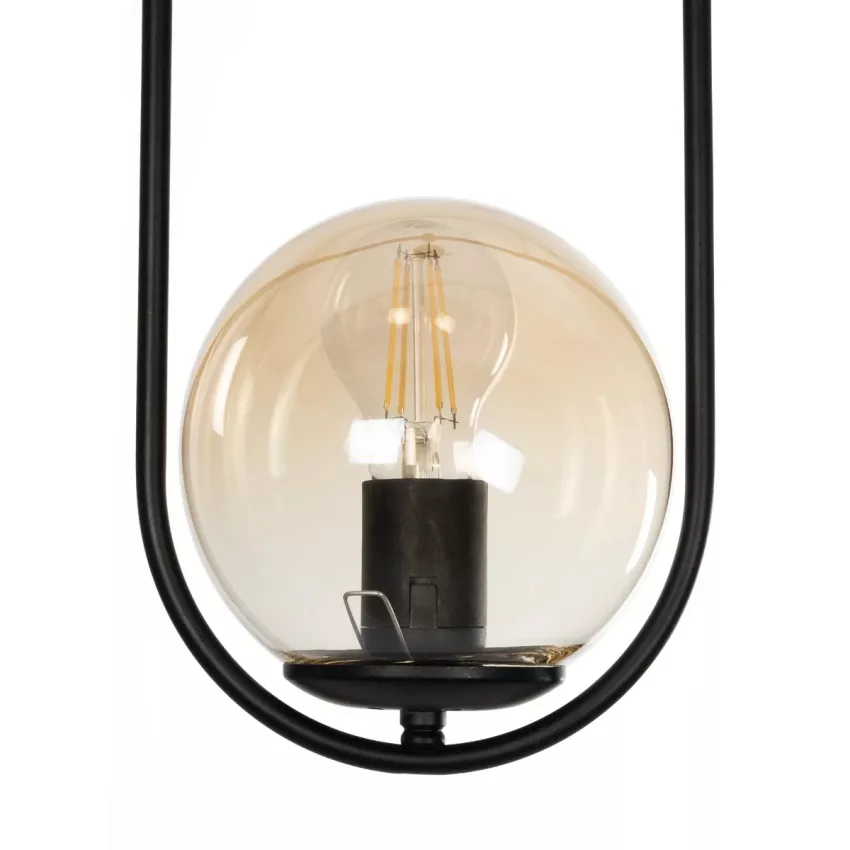 ZENITH  Κρεμαστό Φωτιστικό Οροφής Μπάλα Μονόφωτο Vintage 1 x E27 IP20 Μαύρο Μέταλλο με Μελί Γυαλί - Μ17 x Π17 x Υ70cm