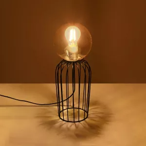 ZENITH  Vintage Επιτραπέζιο Φωτιστικό Μπάλα Μονόφωτο 1 x E27 IP20 Μαύρο Μέταλλο με Μελί Γυαλί - Μ16 x Π16 x Υ46cm