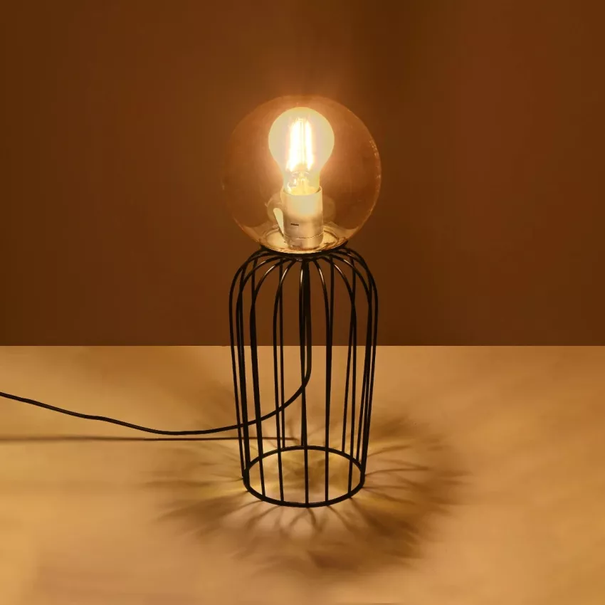 ZENITH  Vintage Επιτραπέζιο Φωτιστικό Μπάλα Μονόφωτο 1 x E27 IP20 Μαύρο Μέταλλο με Μελί Γυαλί - Μ16 x Π16 x Υ46cm