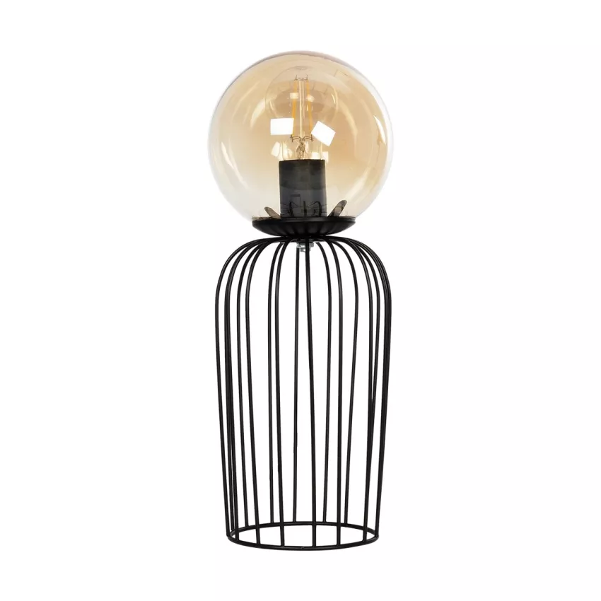 ZENITH  Vintage Επιτραπέζιο Φωτιστικό Μπάλα Μονόφωτο 1 x E27 IP20 Μαύρο Μέταλλο με Μελί Γυαλί - Μ16 x Π16 x Υ46cm