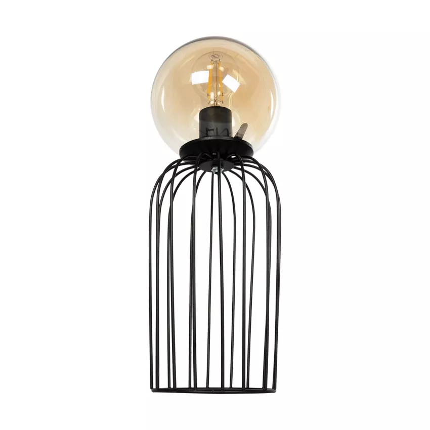 ZENITH  Vintage Επιτραπέζιο Φωτιστικό Μπάλα Μονόφωτο 1 x E27 IP20 Μαύρο Μέταλλο με Μελί Γυαλί - Μ16 x Π16 x Υ46cm