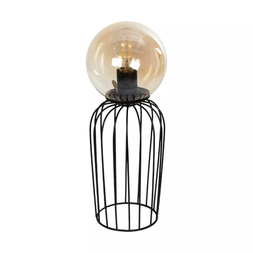 ZENITH  Vintage Επιτραπέζιο Φωτιστικό Μπάλα Μονόφωτο 1 x E27 IP20 Μαύρο Μέταλλο με Μελί Γυαλί - Μ16 x Π16 x Υ46cm