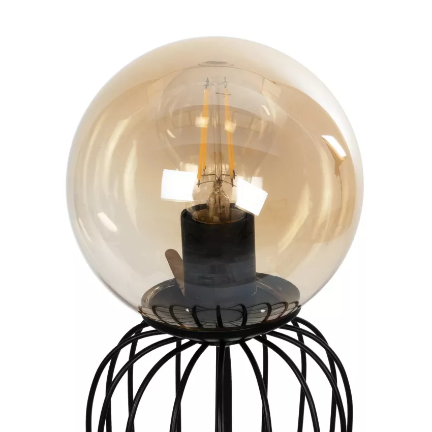 ZENITH  Vintage Επιτραπέζιο Φωτιστικό Μπάλα Μονόφωτο 1 x E27 IP20 Μαύρο Μέταλλο με Μελί Γυαλί - Μ16 x Π16 x Υ46cm