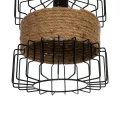 ORB  Vintage Κρεμαστό Φωτιστικό Πλέγμα Μονόφωτο 1 x E27 IP20 Μαύρο Μέταλλο με Μπεζ Σχοινί - Μ28 x Π28 x Υ80cm