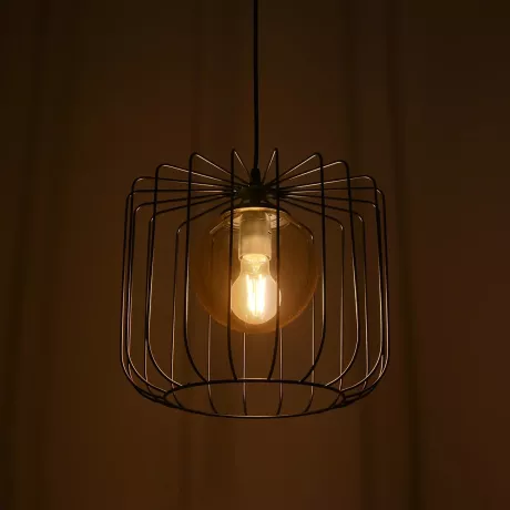 GLOBOSTAR® FLAMIA  Vintage Κρεμαστό Φωτιστικό Οροφής με Ντουί 1 x E27 AC 220-240V IP20 - Μαύρο & Μελί - Μ31 x Π31 x Υ29cm