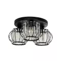 ILLUME  Vintage Φωτιστικό Οροφής Κρύσταλλα Τρίφωτο 3 x E27 IP20 Μαύρο & Χρυσό Μέταλλο με Διάφανο Γυαλί - Μ35 x Π35 x Υ40cm