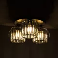 ILLUME  Vintage Φωτιστικό Οροφής Κρύσταλλα Τρίφωτο 3 x E27 IP20 Μαύρο & Χρυσό Μέταλλο με Διάφανο Γυαλί - Μ35 x Π35 x Υ40cm